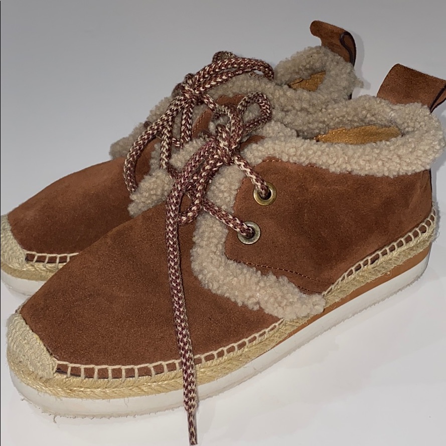 See By Chloe Brown Shearling Suede Booties